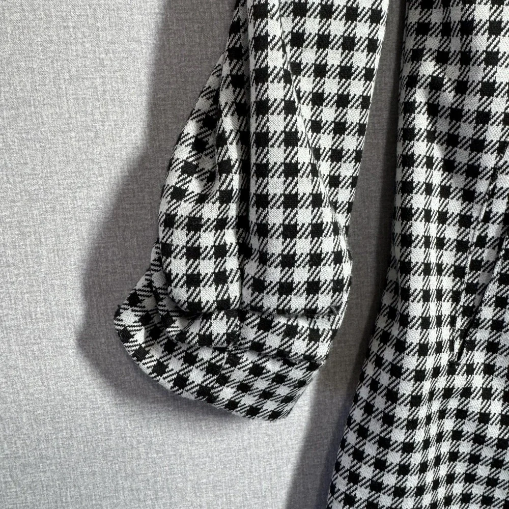 Philosophy Republic Clothing Blazer Womens S Black Houndstooth Open Front Jacket
